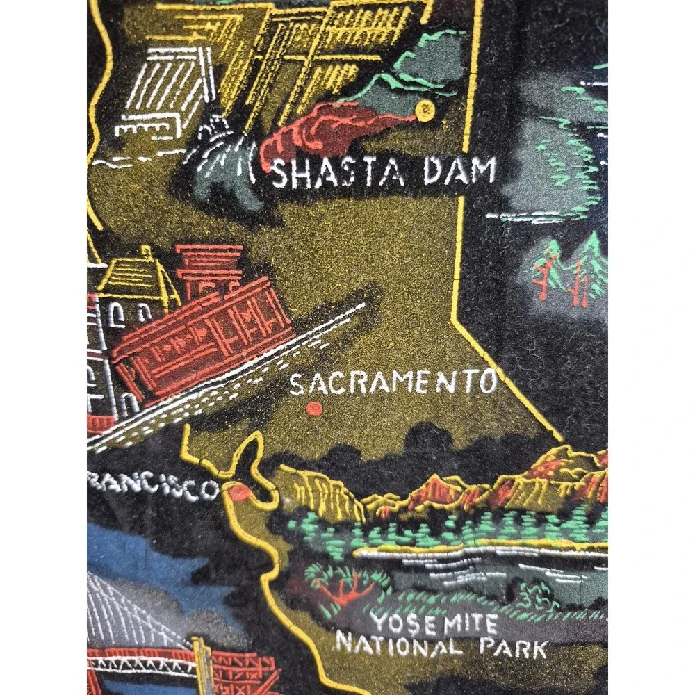 Vintage California Velvet Pillow Cover Souvenir Japan Wall‎ Art Fringe 16x16